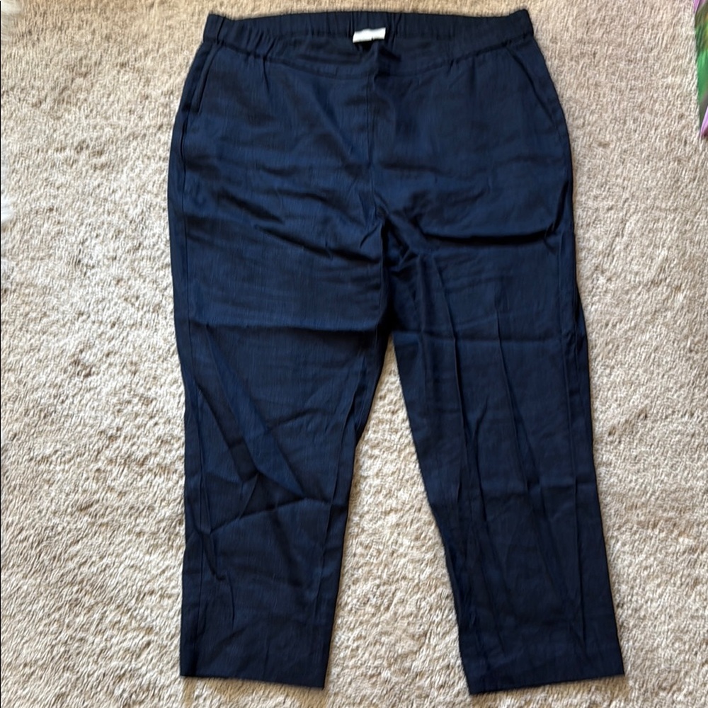 J. Jill Midnight Navy Blue Linen Stretch Pants